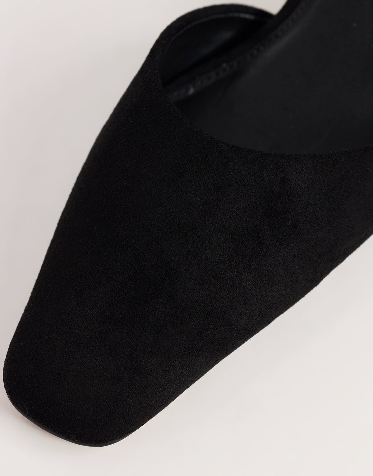 Topshop Arthur rounded toe mid heel mule in black faux suede