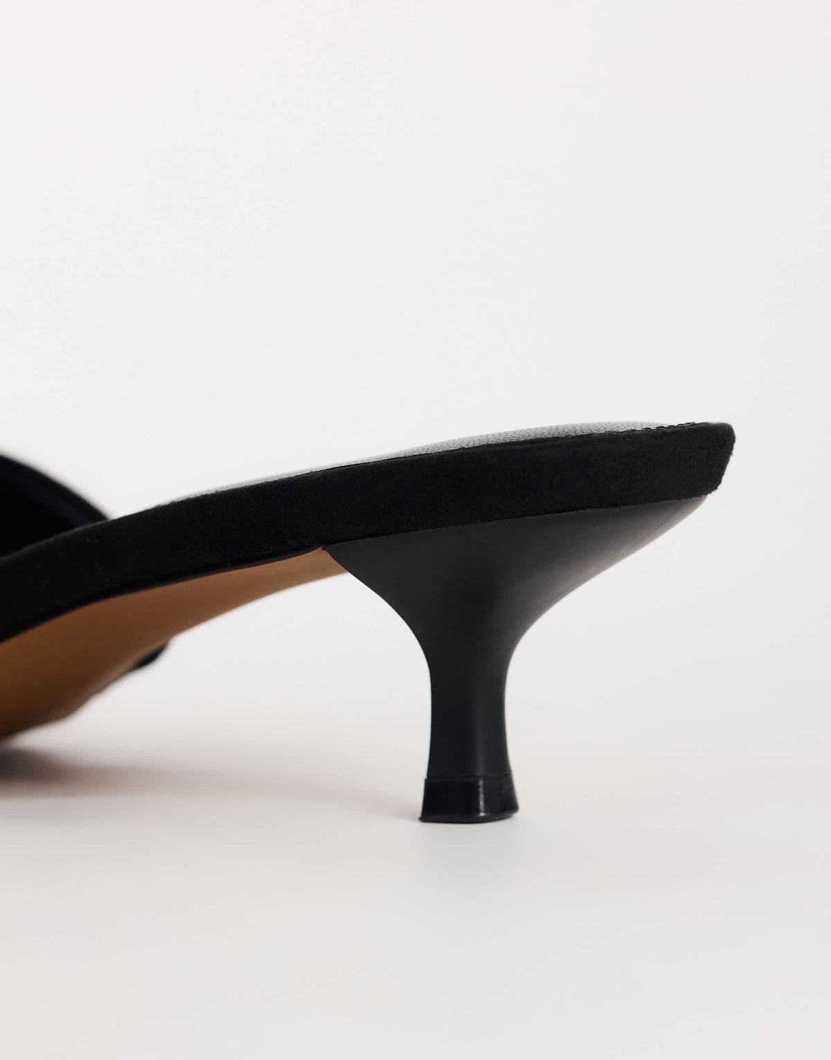 Topshop Arthur rounded toe mid heel mule in black faux suede