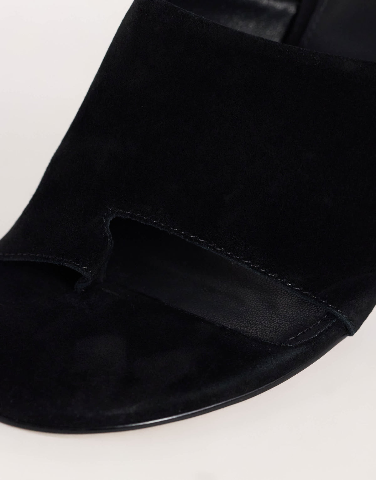 Topshop Winnie real suede toe post heeled mule in black