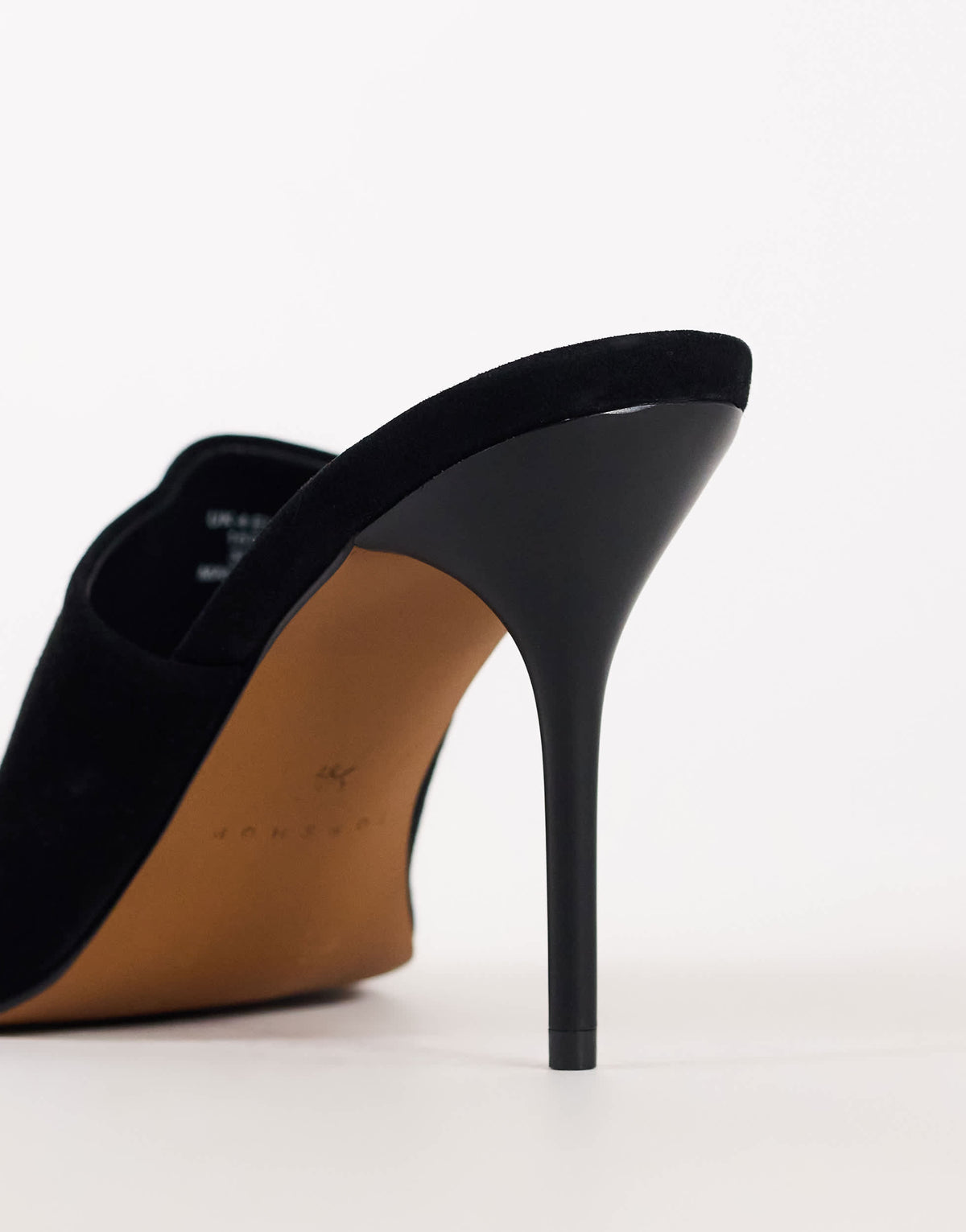 Topshop Winnie real suede toe post heeled mule in black