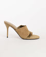 Topshop Winnie real suede toe post heeled mule in taupe