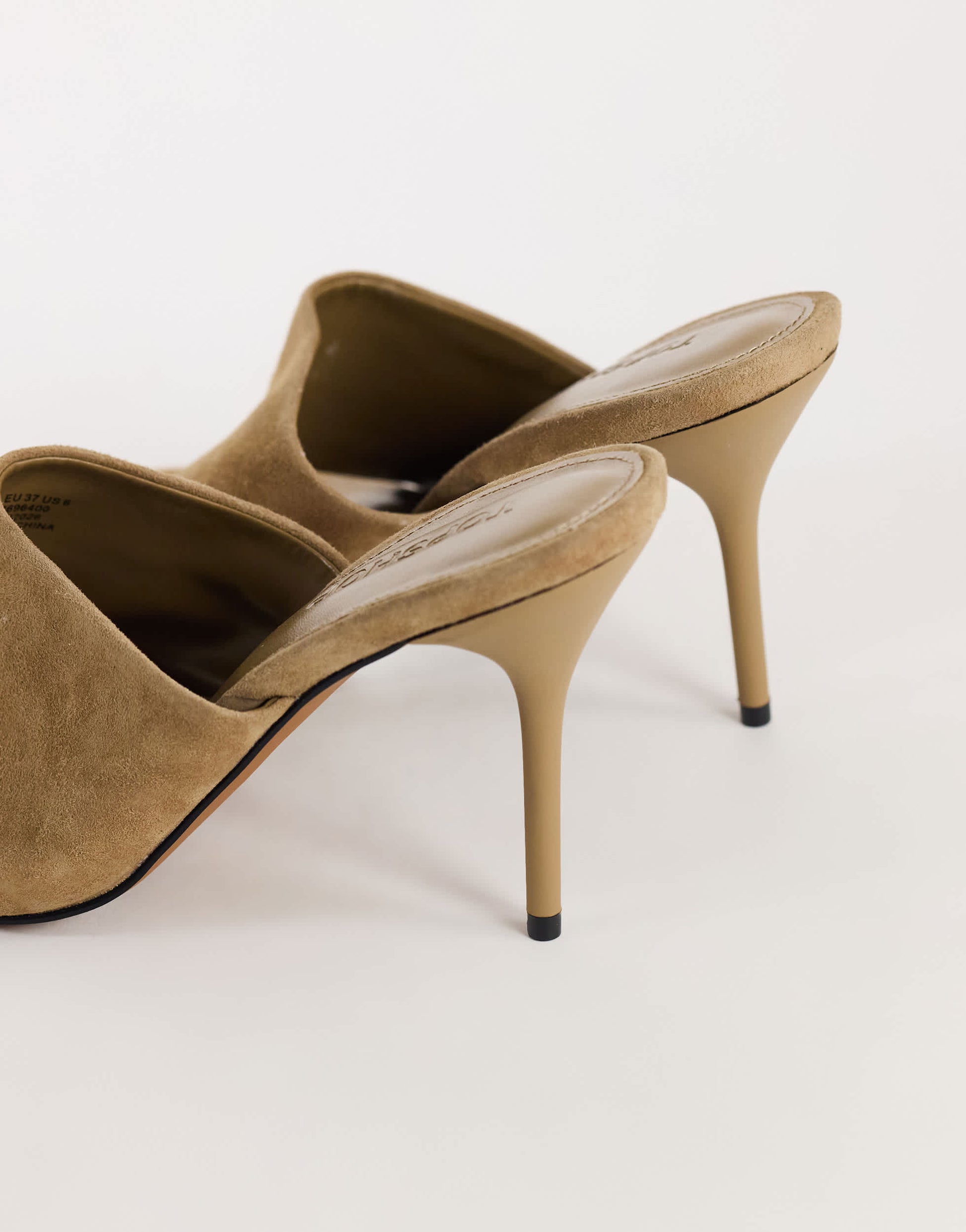 Topshop Winnie toe post heeled mule in taupe