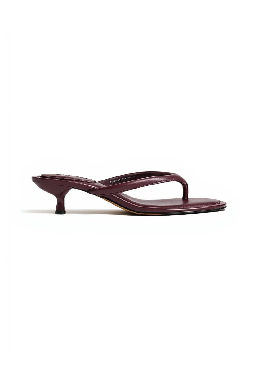 Topshop Axel toe thong mid heel sandal in aubergine
