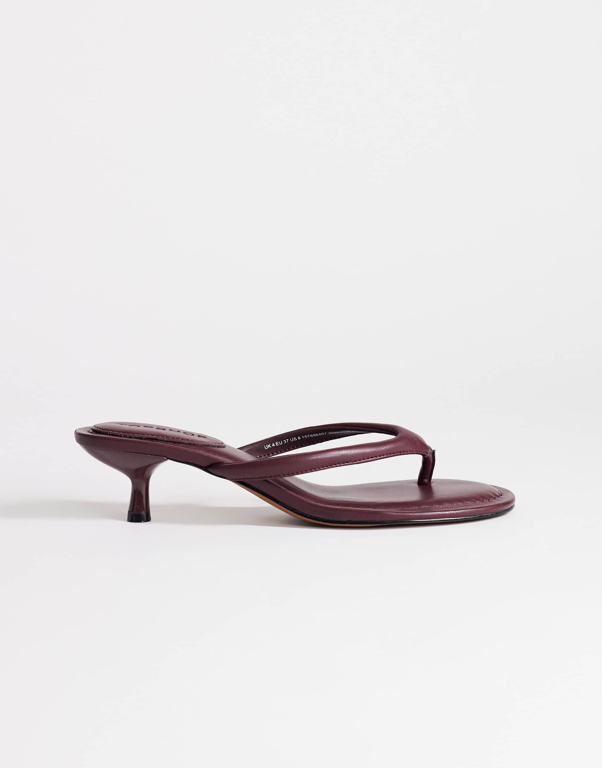 Topshop Axel toe thong mid heel sandal in aubergine