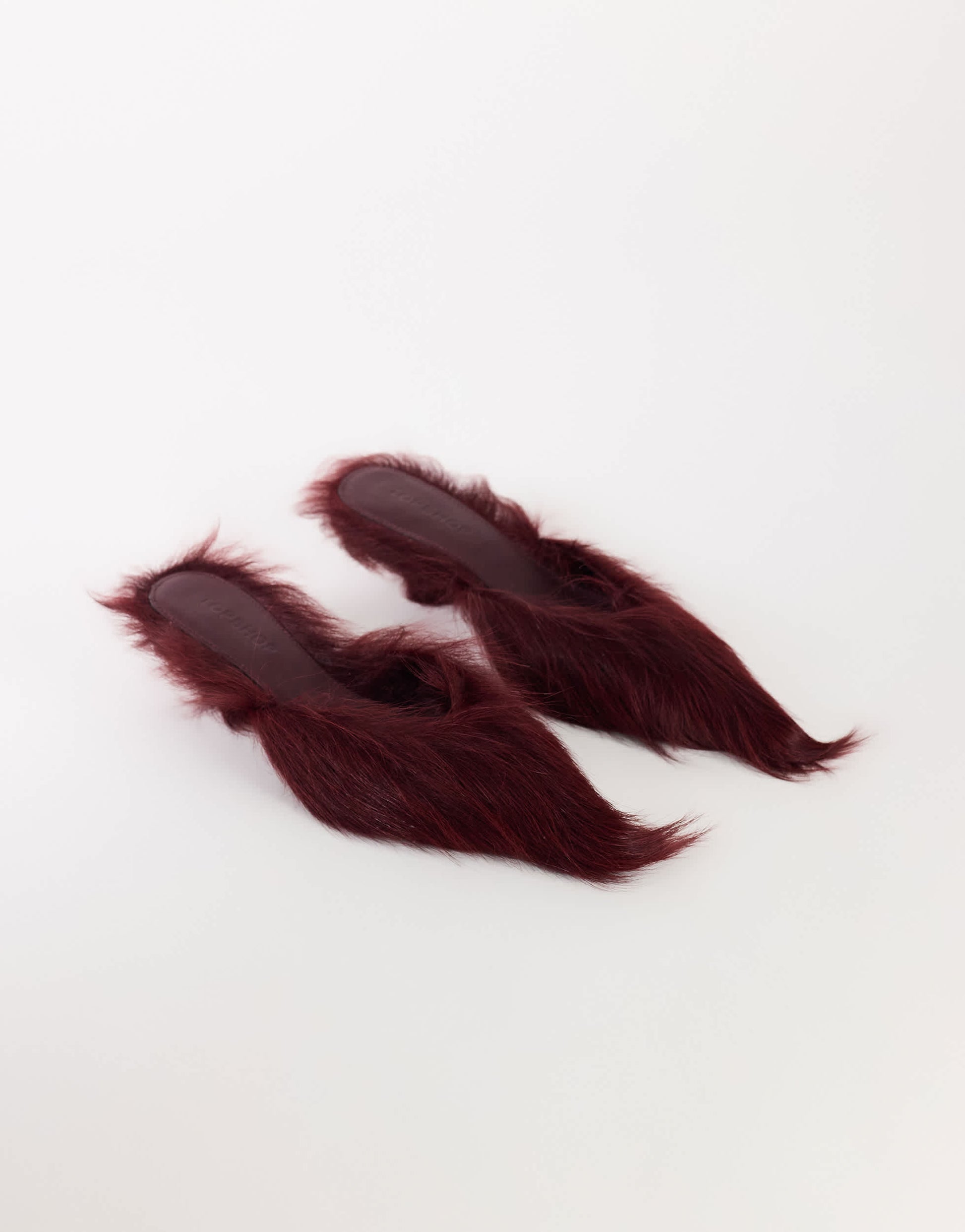 Topshop Asher faux fur kitten heel court in red fur