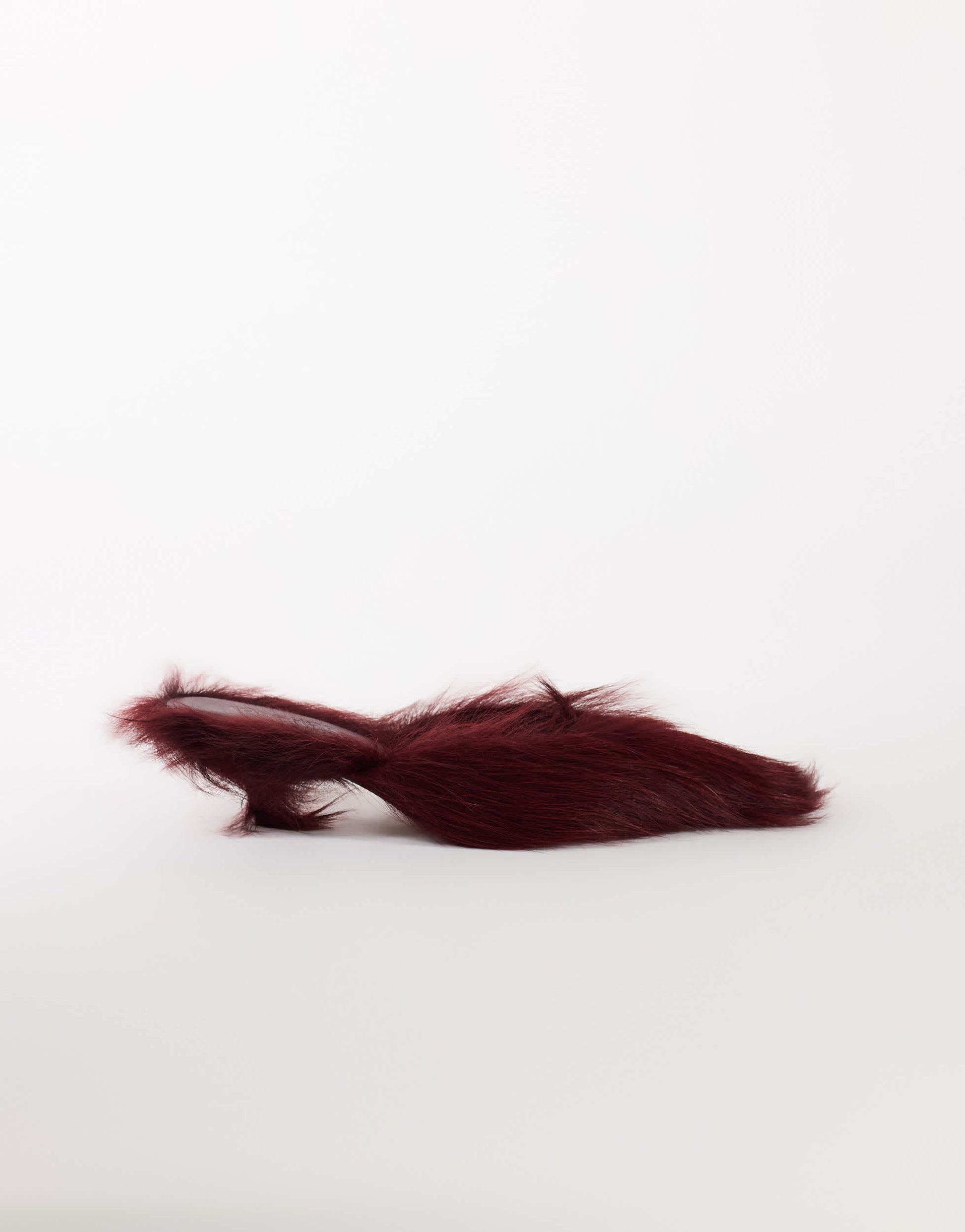 Topshop Asher faux fur kitten heel court in red fur