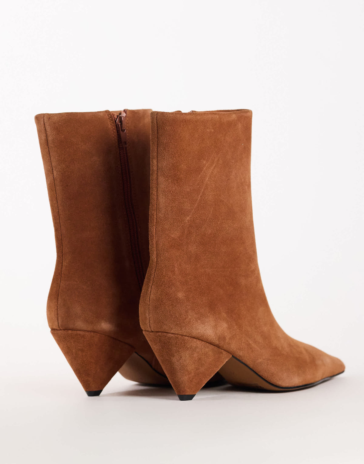 Topshop Kiki cone heel ankle boot in chestnut suede