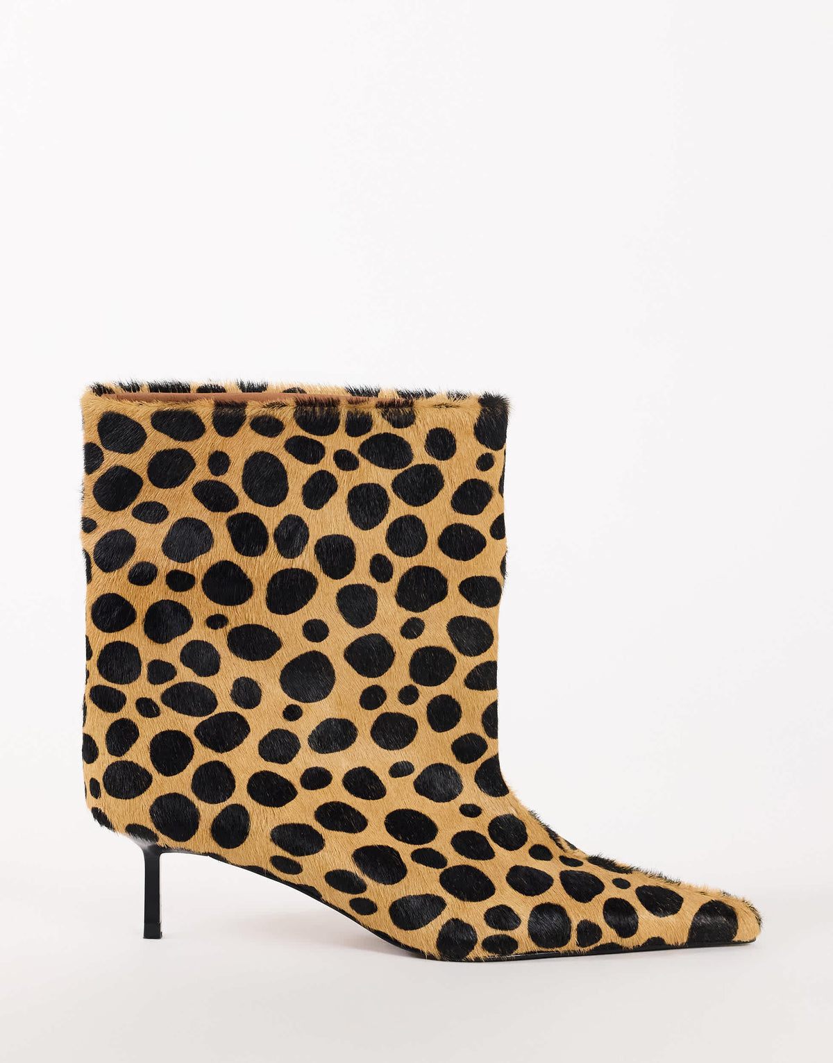 Topshop Kai super wide heeled ankle boot in leopard pony hair on real leather