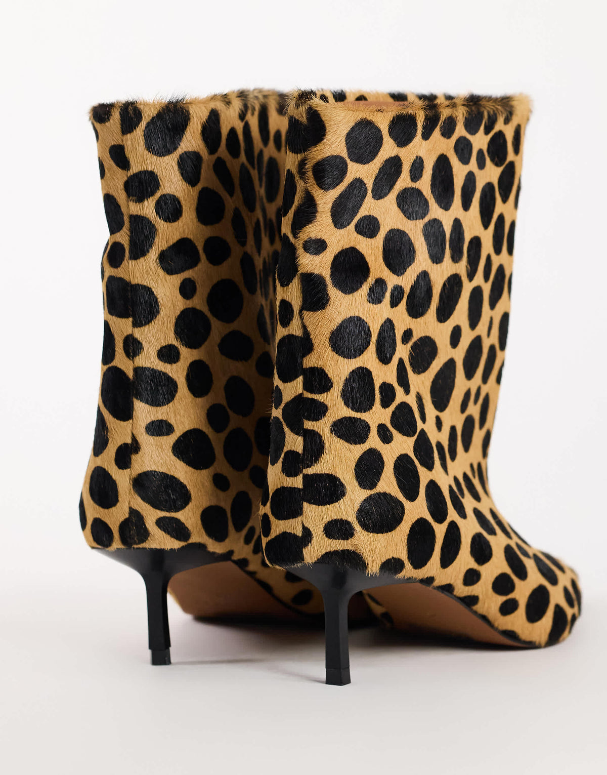 Topshop Kai super wide heeled ankle boot in leopard pony hair on real leather