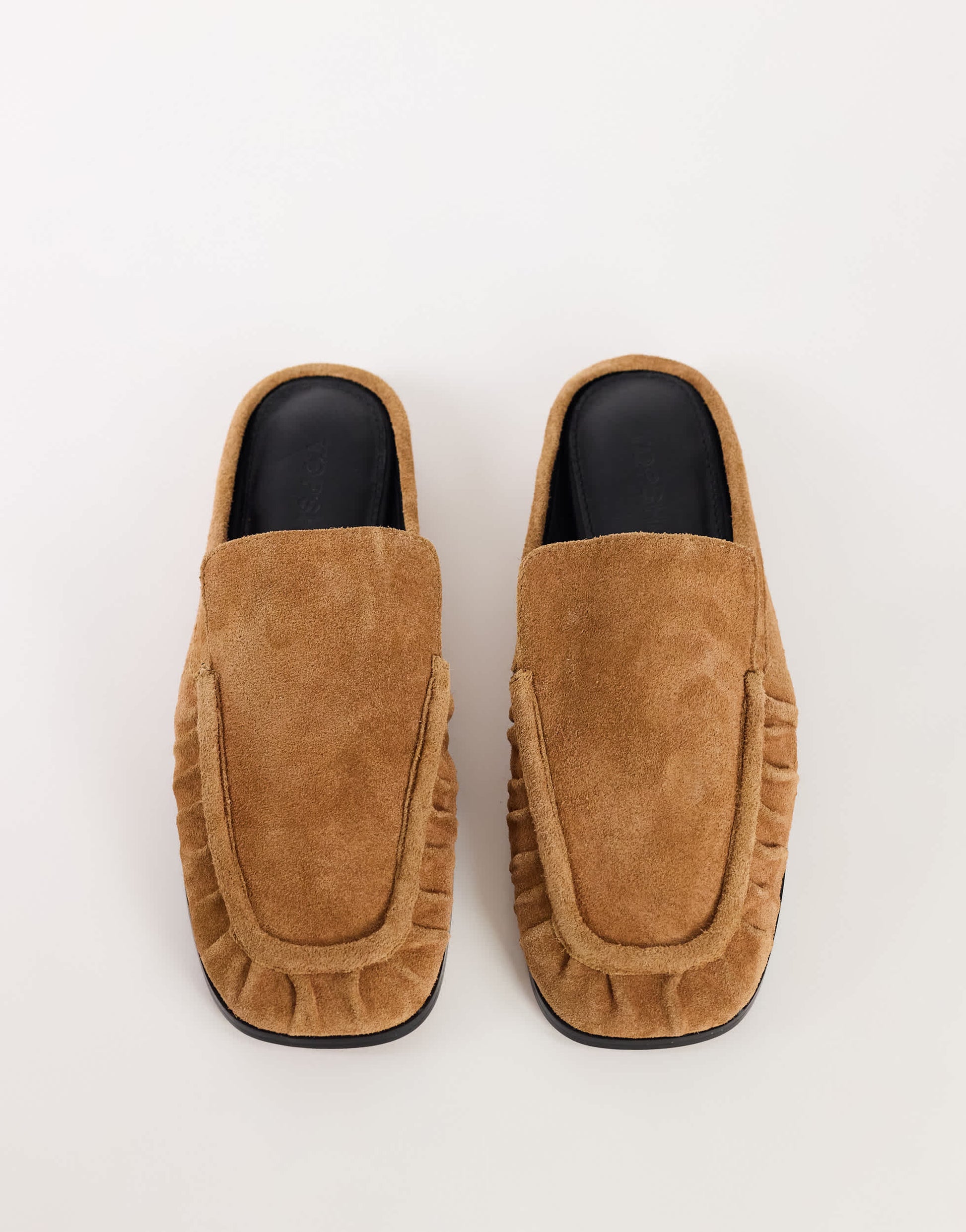 Topshop Brianna real suede ruched mule in tan