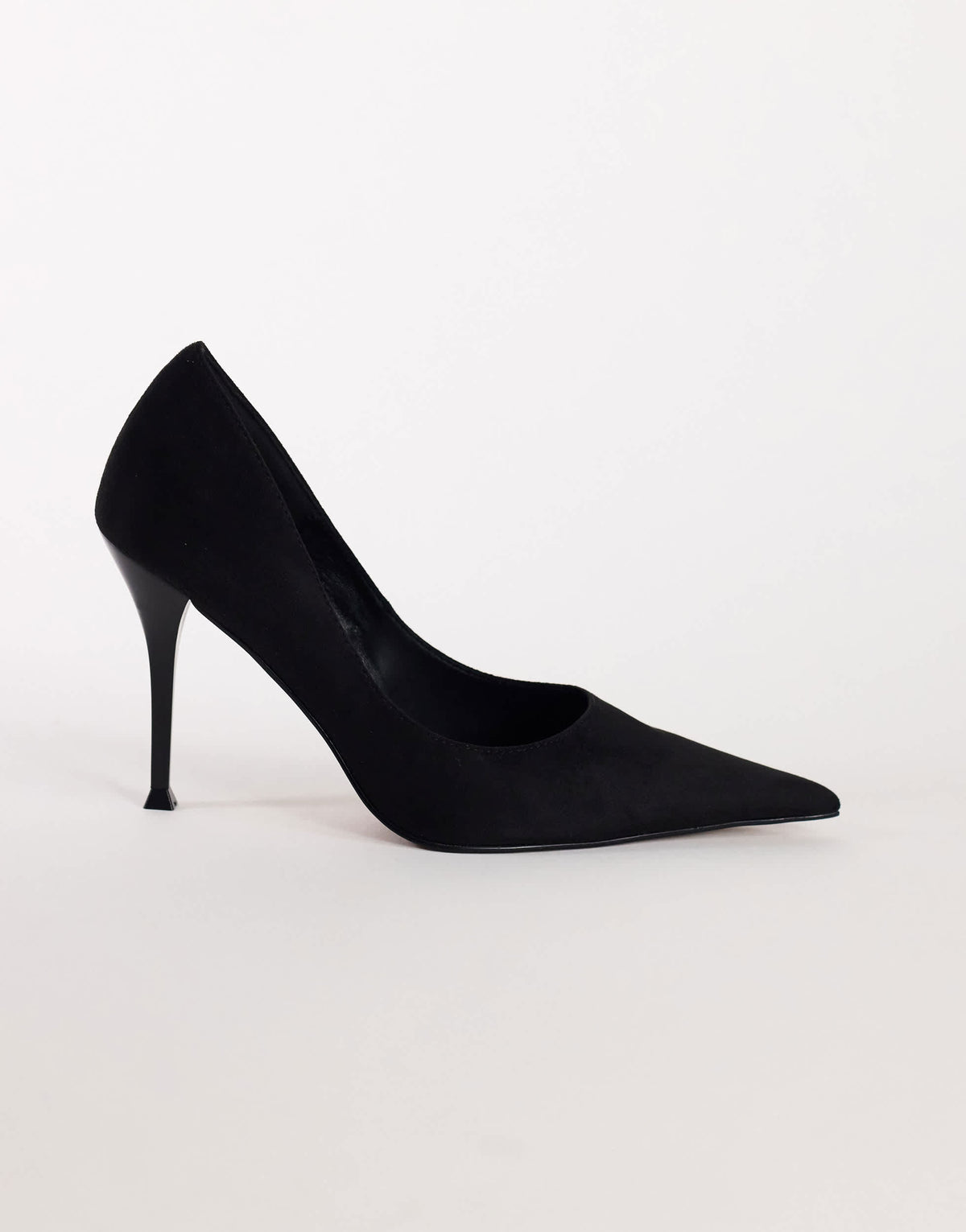 Topshop Alexander high heel court shoe in black faux suede