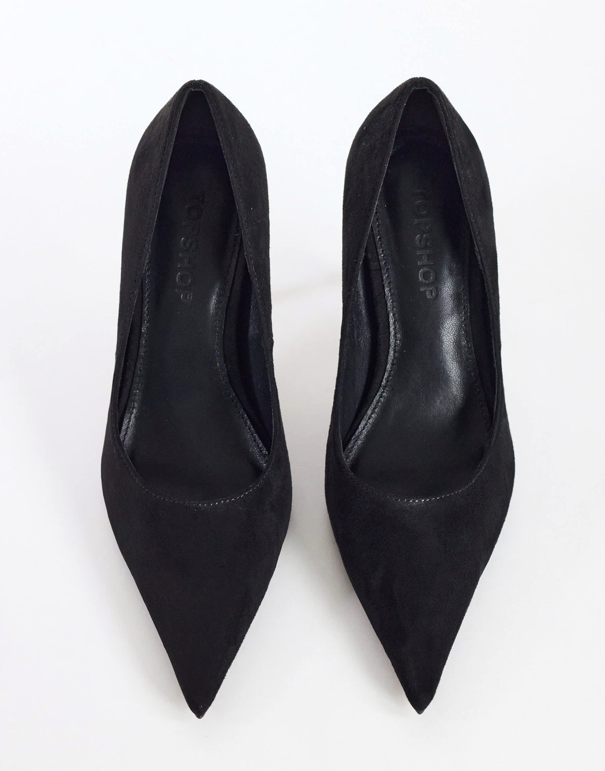 Topshop Alexander high heel court shoe in black faux suede