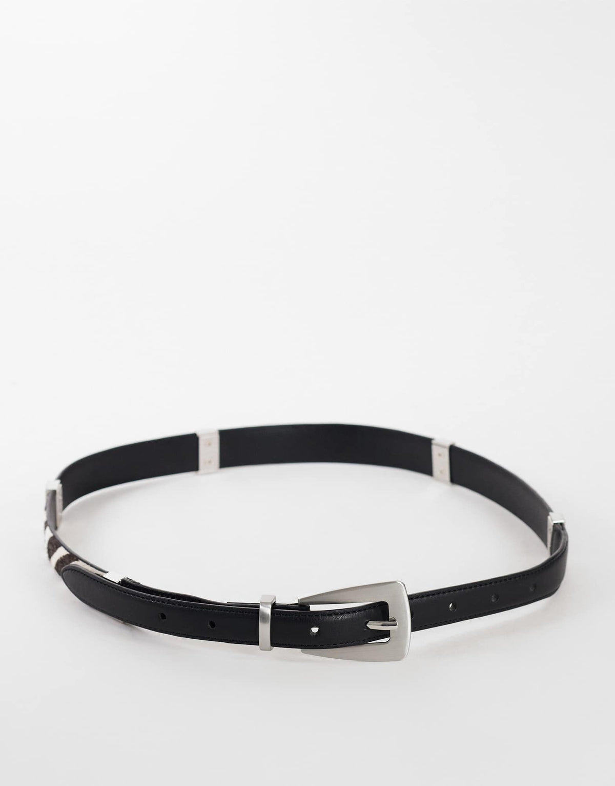 Topshop patchwork real leather belt in black and zebra print