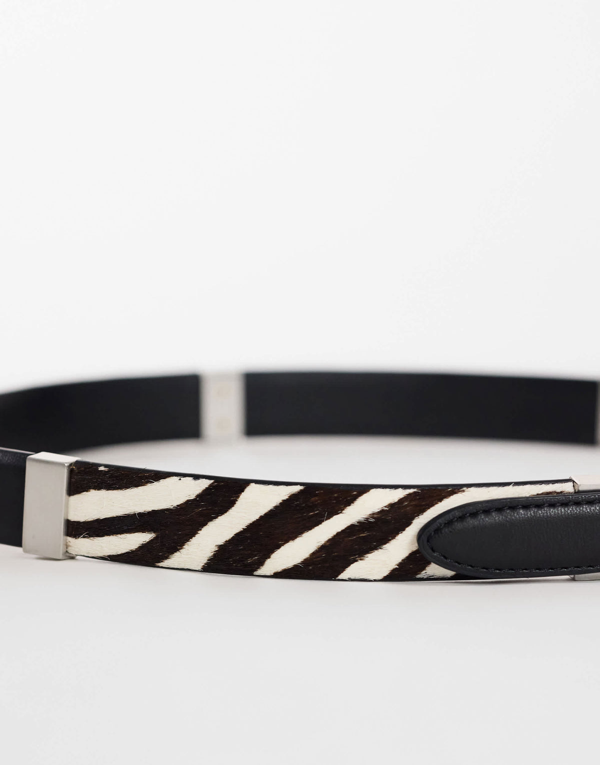 Topshop patchwork real leather belt in black and zebra print