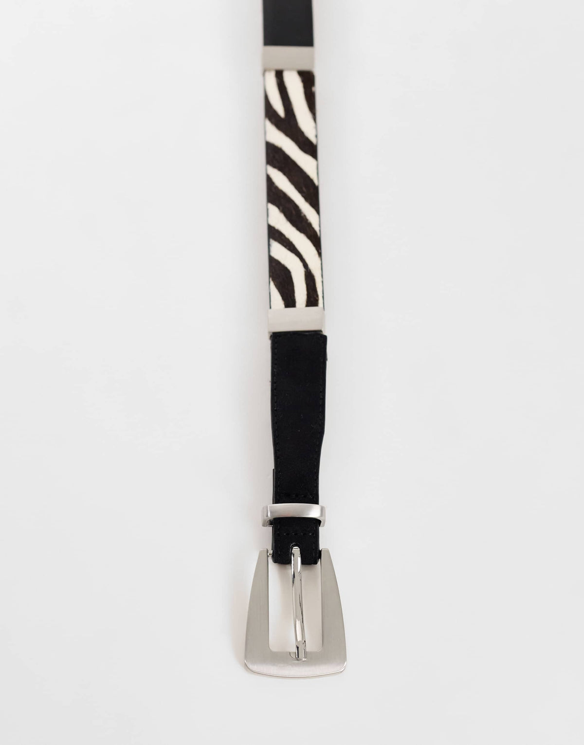 Topshop patchwork real leather belt in black and zebra print