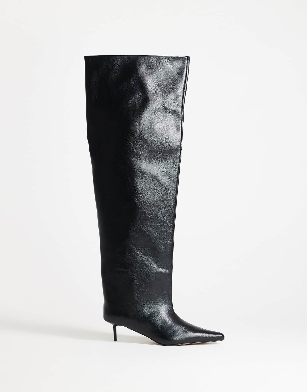 Topshop Tilly over the knee super wide kitten heel boot in black