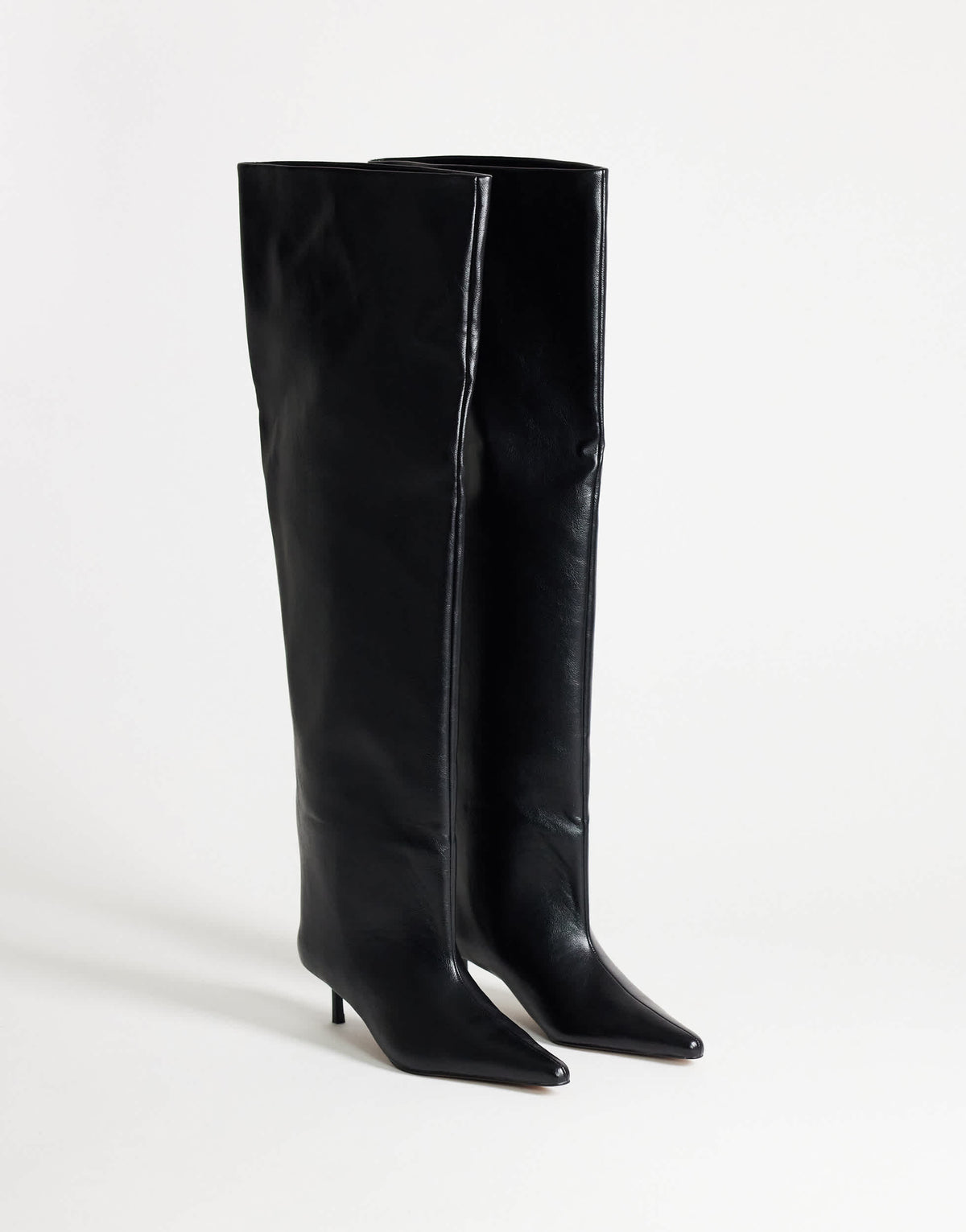 Topshop Tilly over the knee super wide kitten heel boot in black