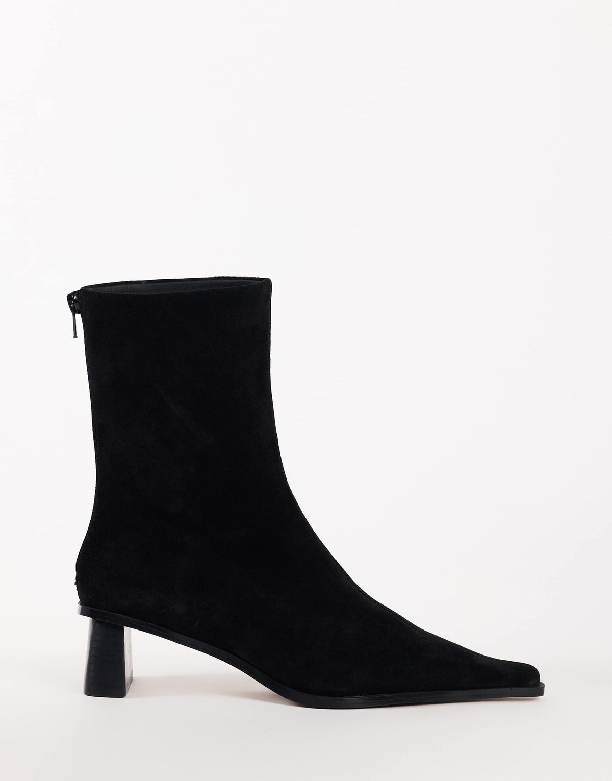 Topshop Penny real suede block heel pointed ankle boot in black