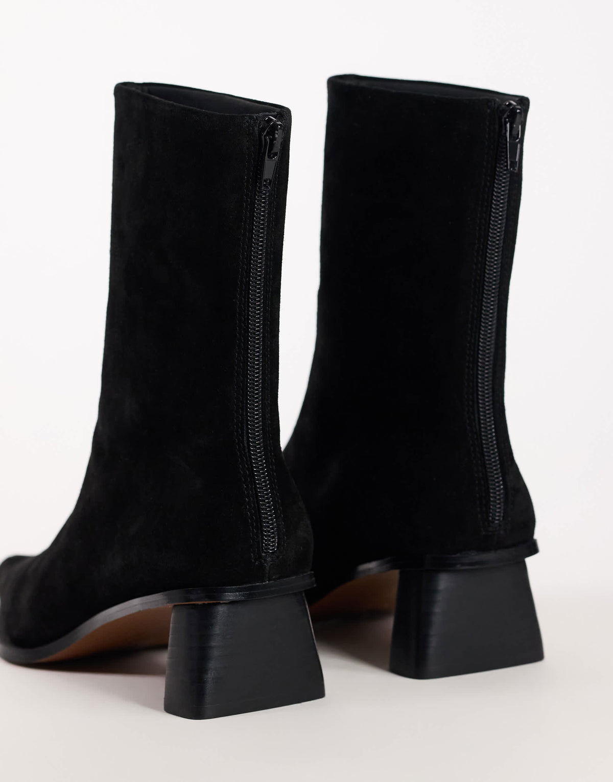 Topshop Penny real suede block heel pointed ankle boot in black