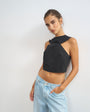 Topshop 90s cutaway top in black