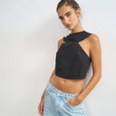 Topshop 90s cutaway top in black