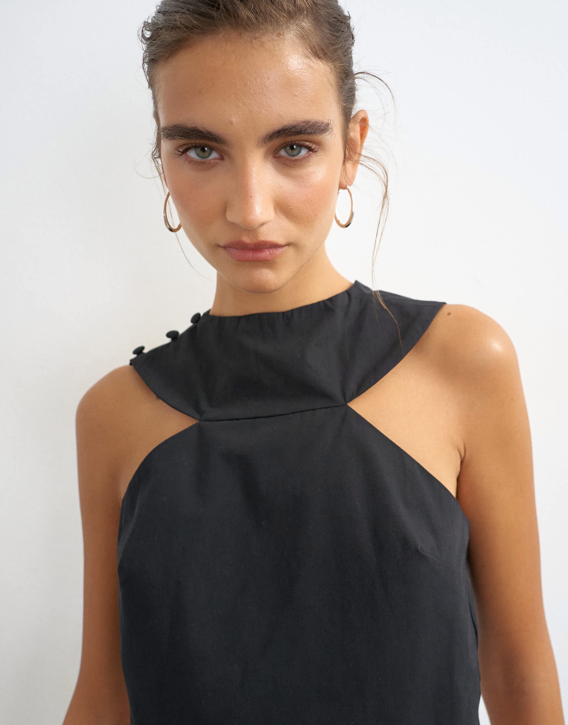 Topshop 90s cutaway top in black