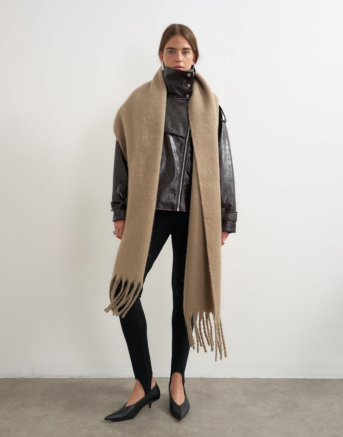 Topshop Sydney blanket scarf in mink
