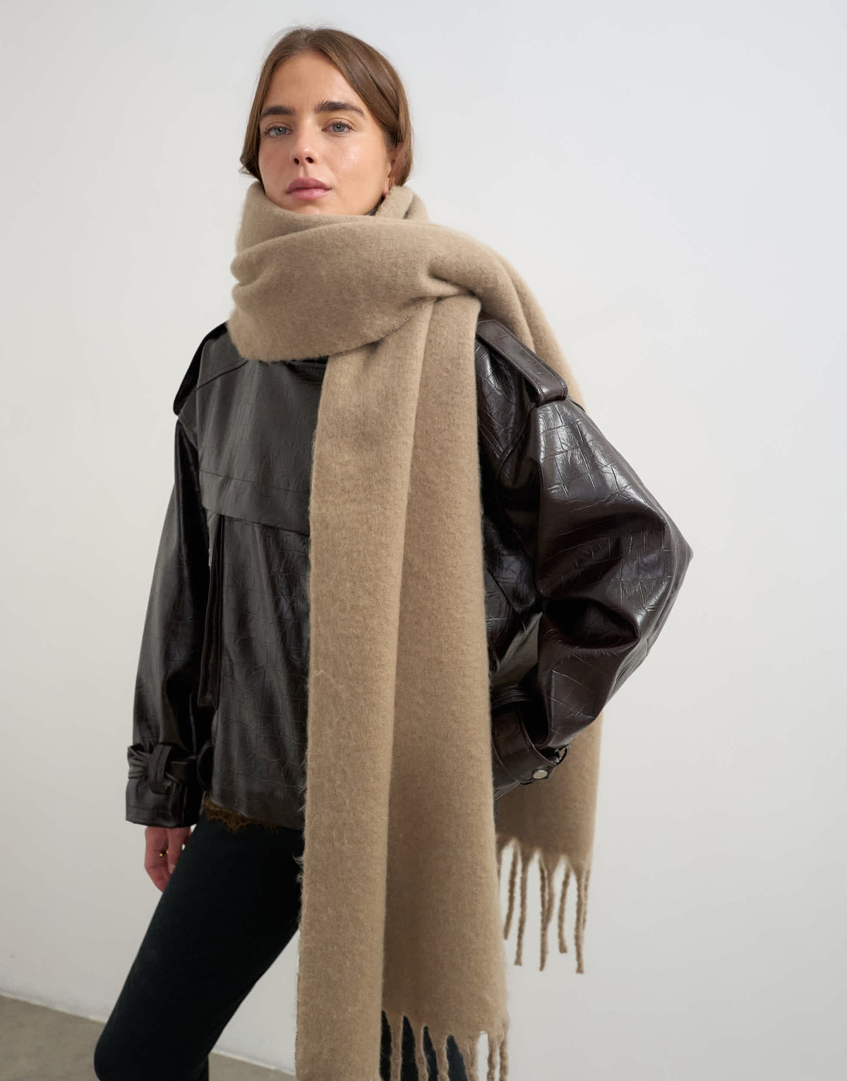 Topshop Sydney blanket scarf in mink
