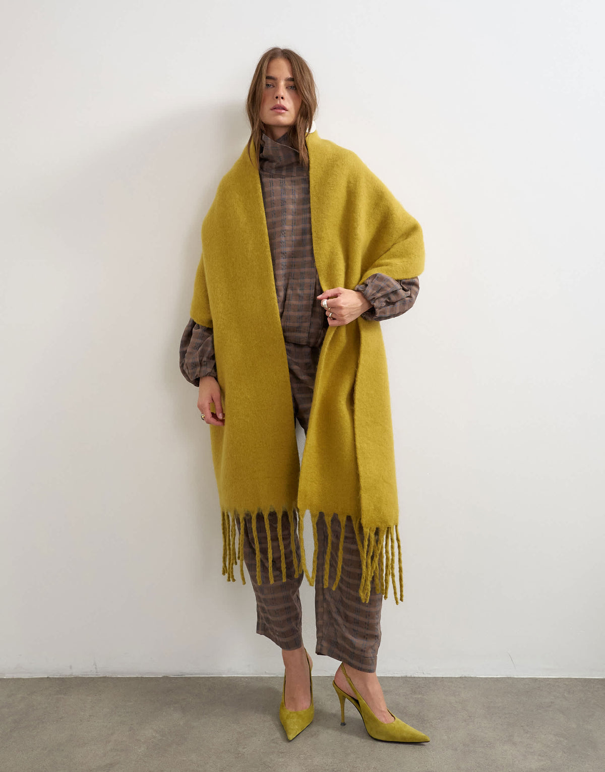 Topshop Sydney blanket scarf in chartreuse