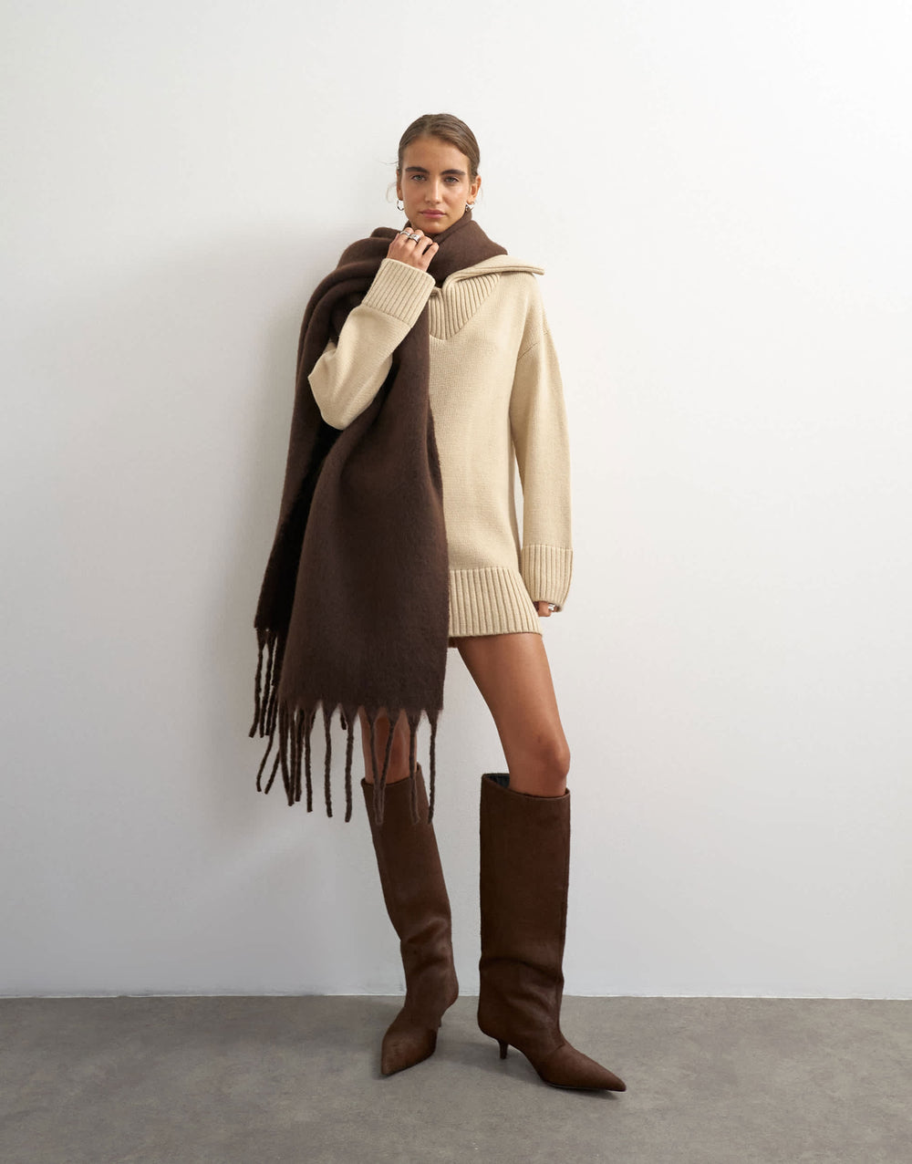 Topshop Sydney blanket scarf in chocolate
