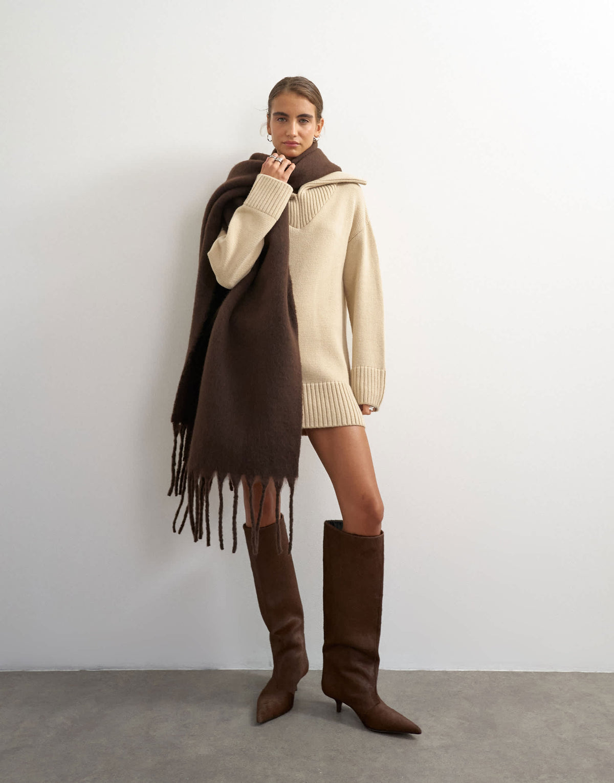 Topshop Sydney blanket scarf in chocolate