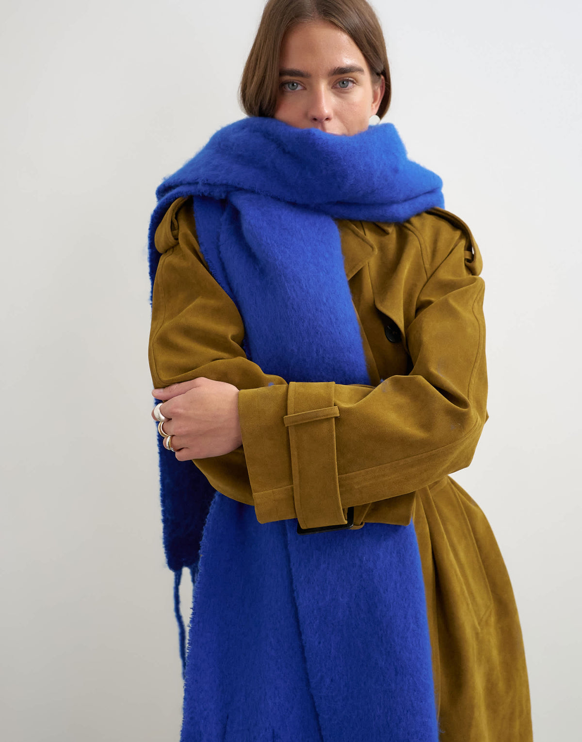 Topshop Sydney blanket scarf in cobalt blue