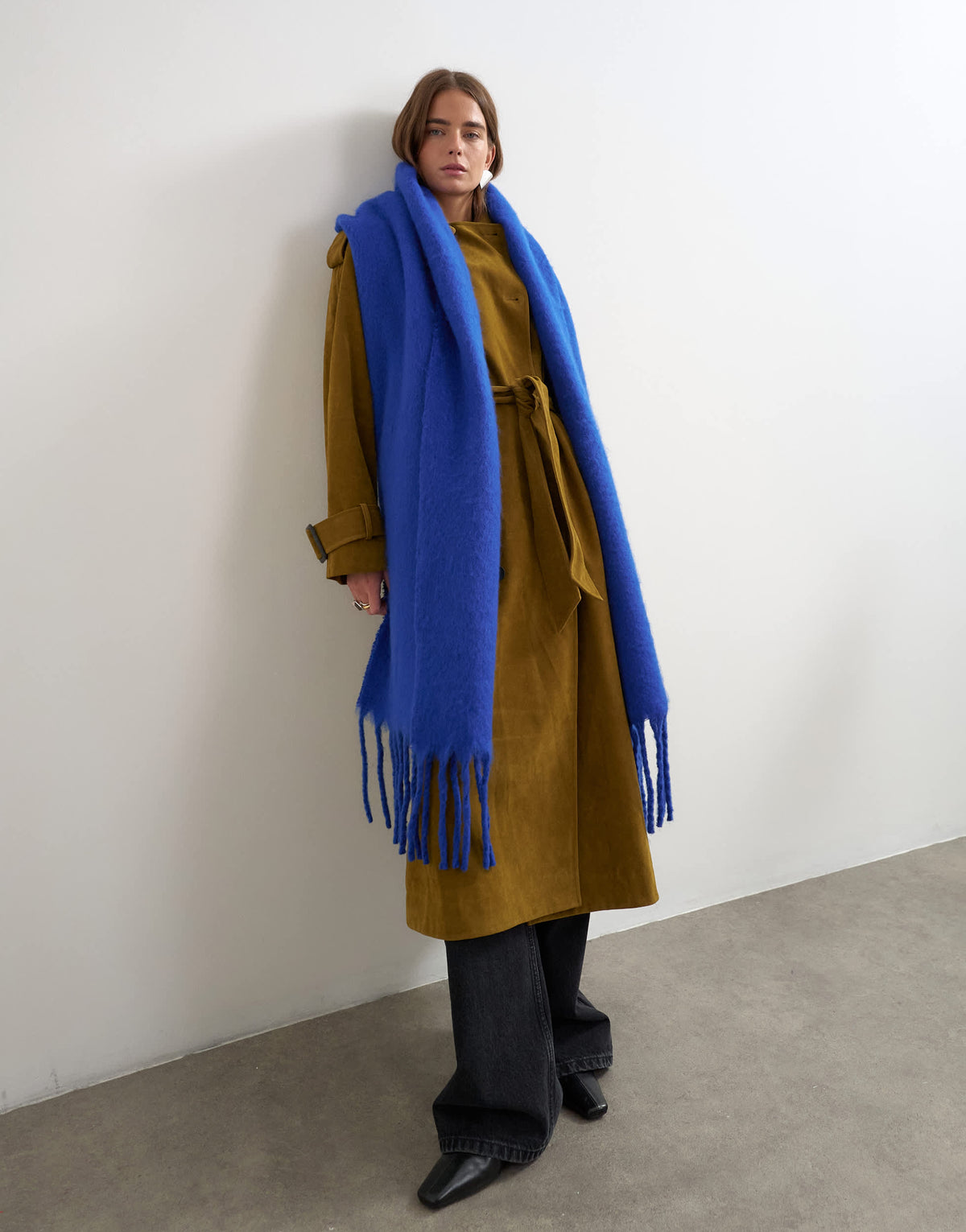 Topshop Sydney blanket scarf in cobalt blue