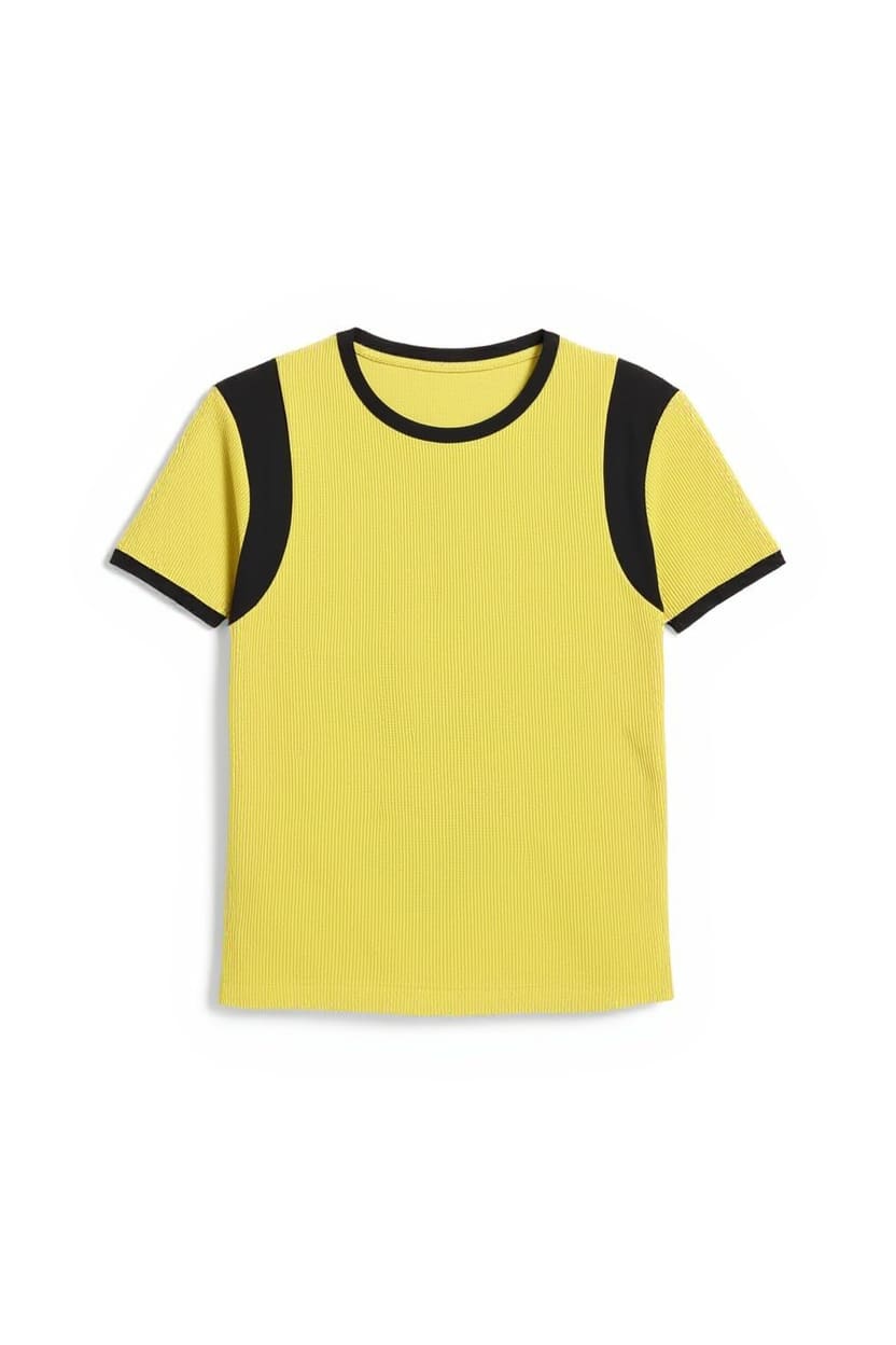 Topshop waffle colourblock tee in yellow