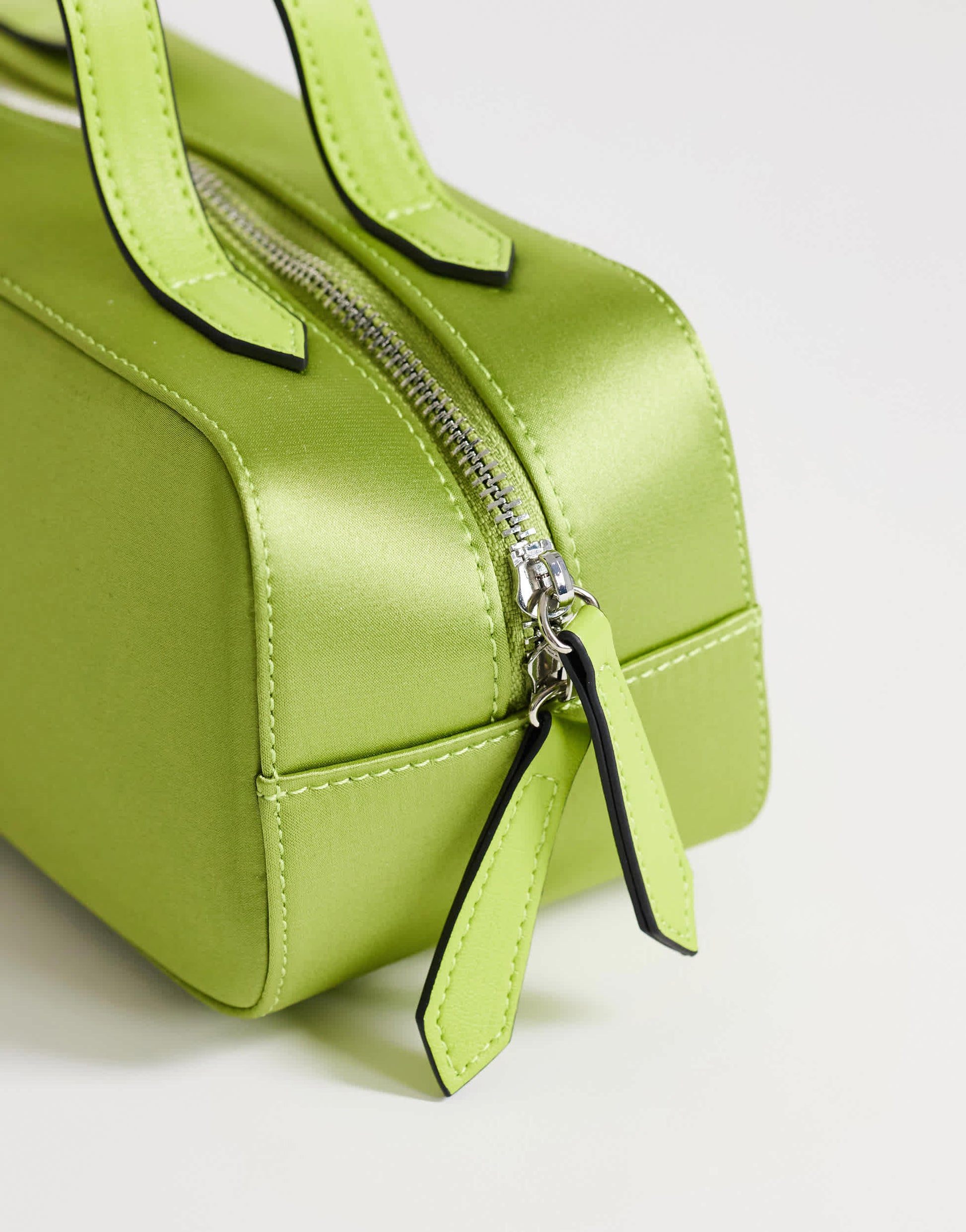 Topshop Dover medium satin top handle grab bag in green