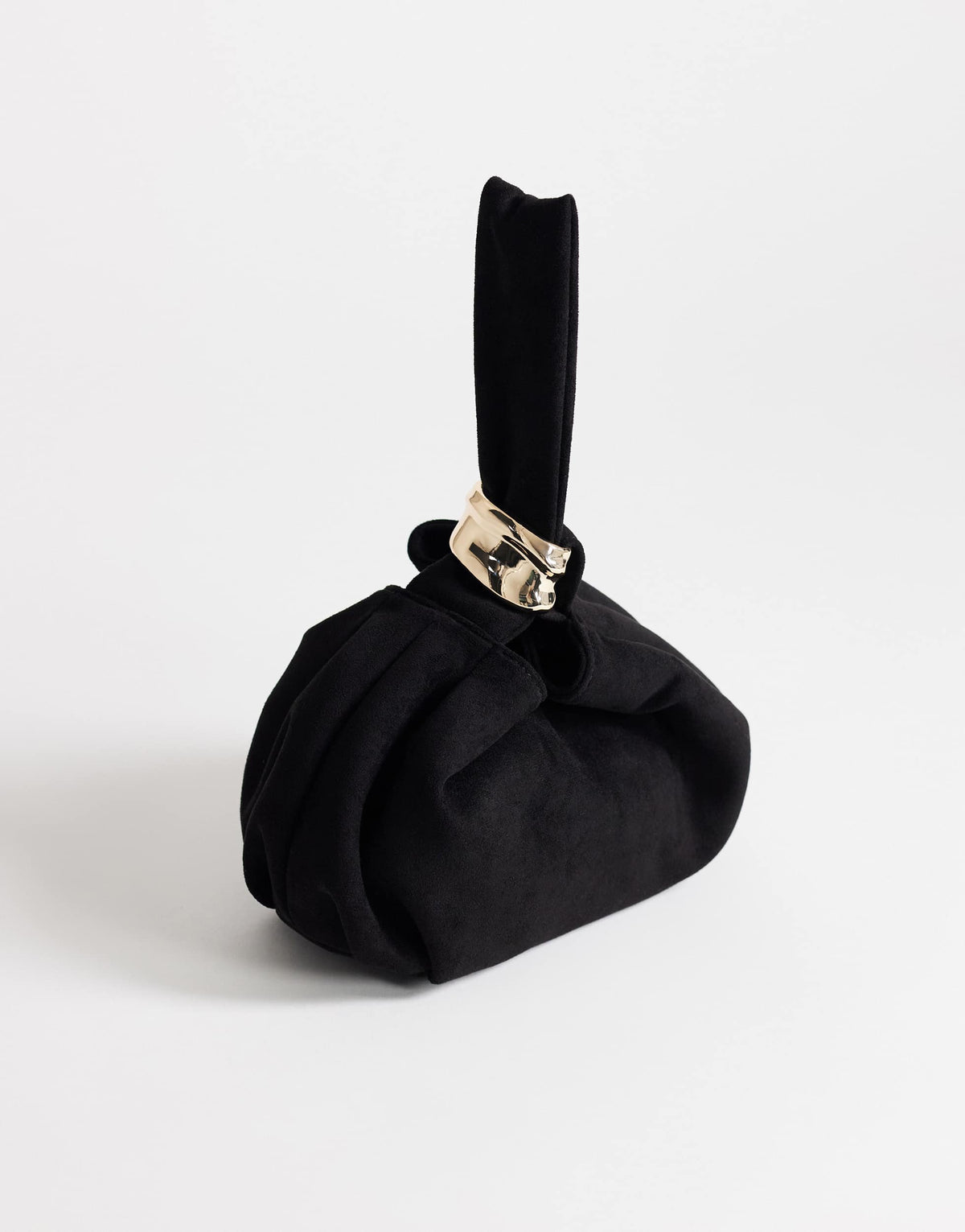 Topshop Demi small suedette hardware wristlet grab bag in black