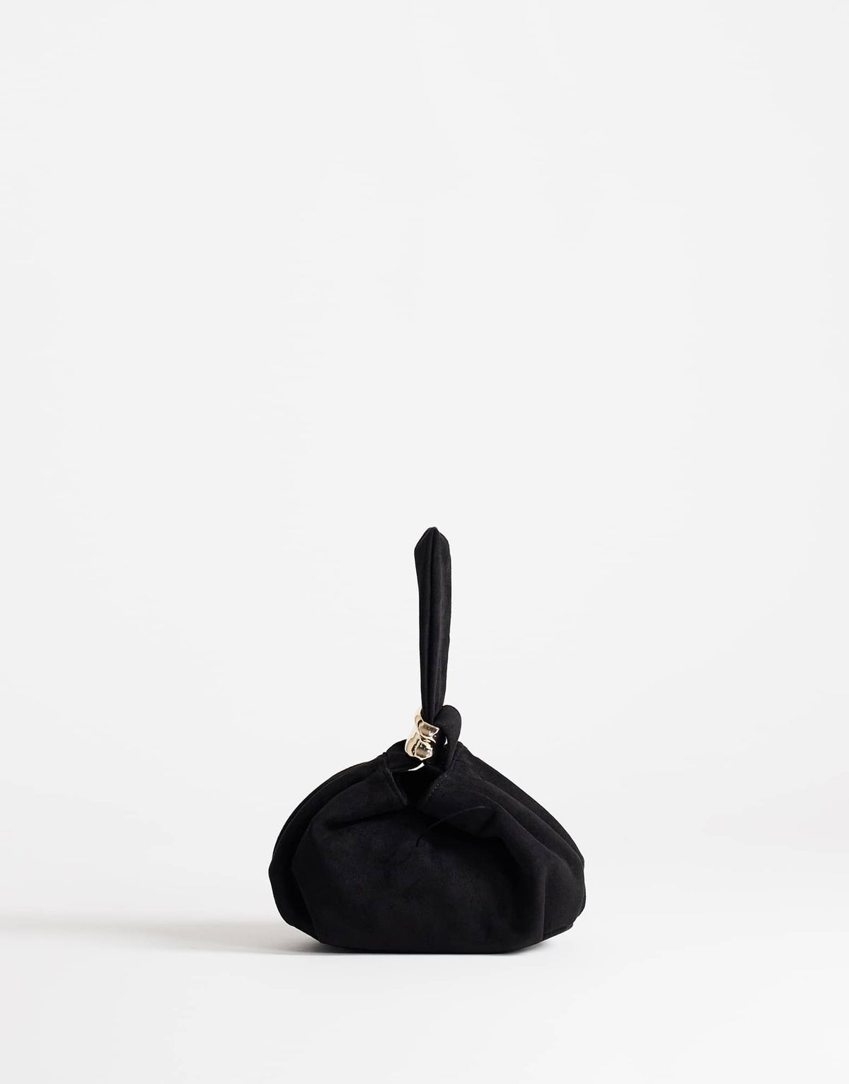Topshop Demi small suedette hardware wristlet grab bag in black