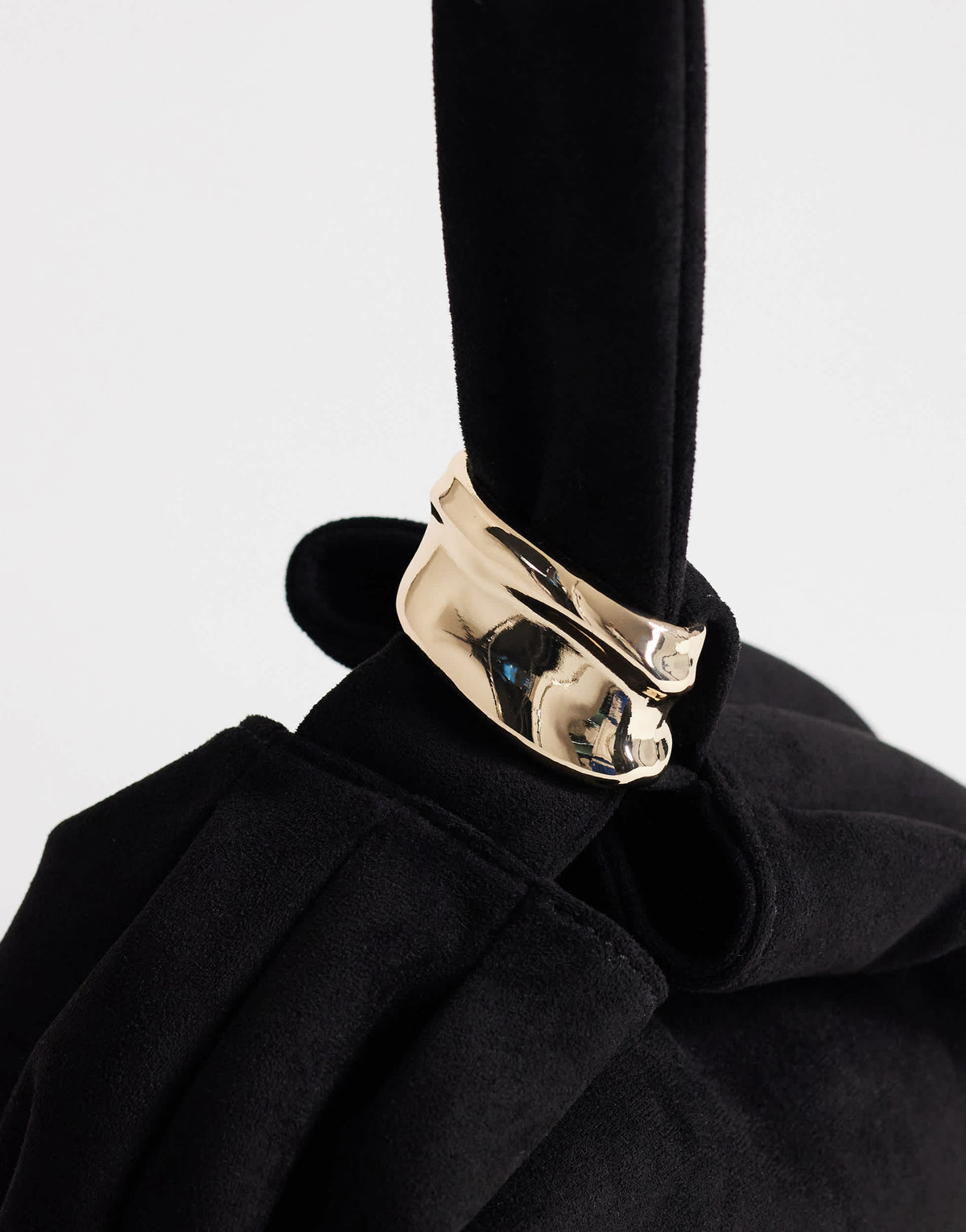Topshop Demi small suedette hardware wristlet grab bag in black