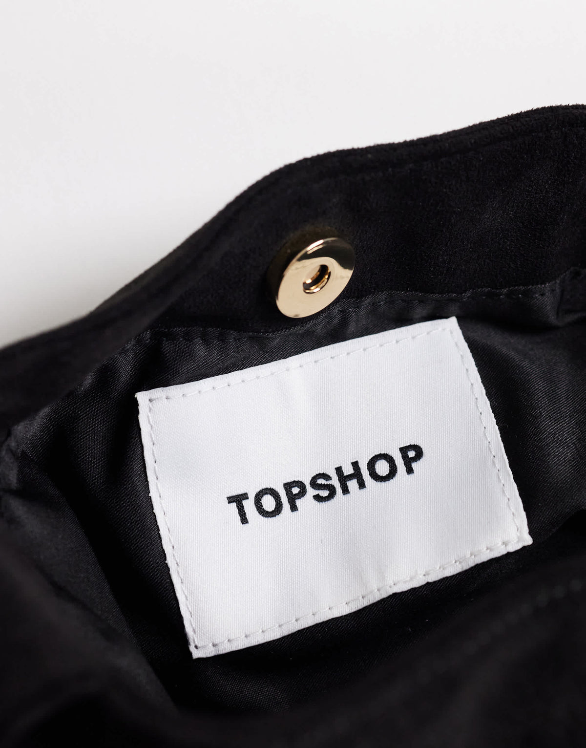 Topshop Demi small suedette hardware wristlet grab bag in black