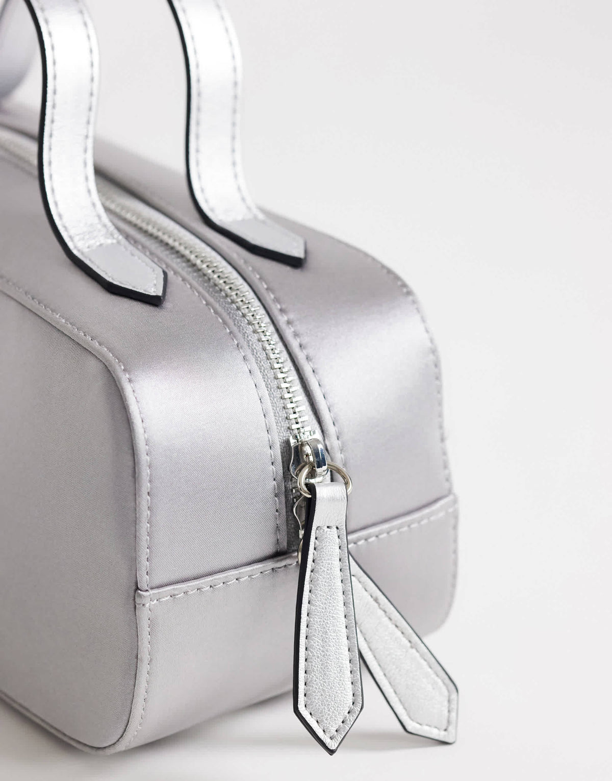 Topshop Dover medium satin top handle grab bag in grey