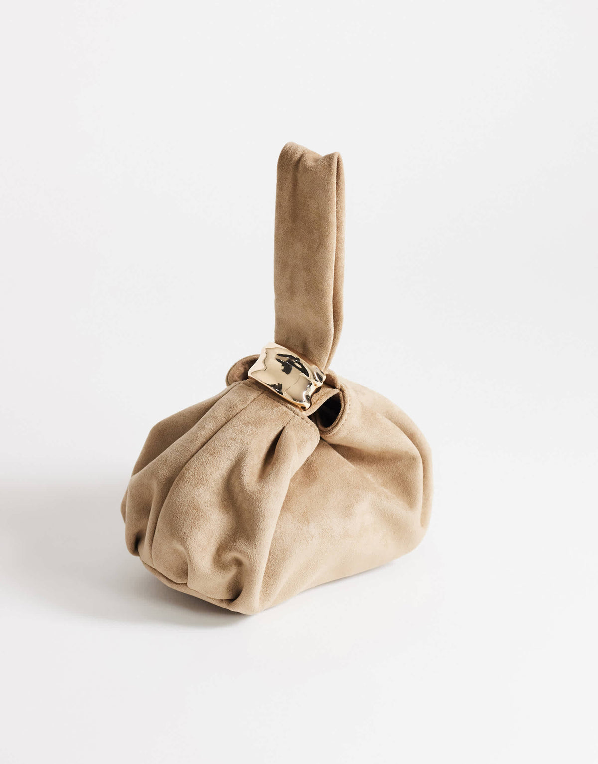Topshop Demi small suedette hardware wristlet grab bag in mink