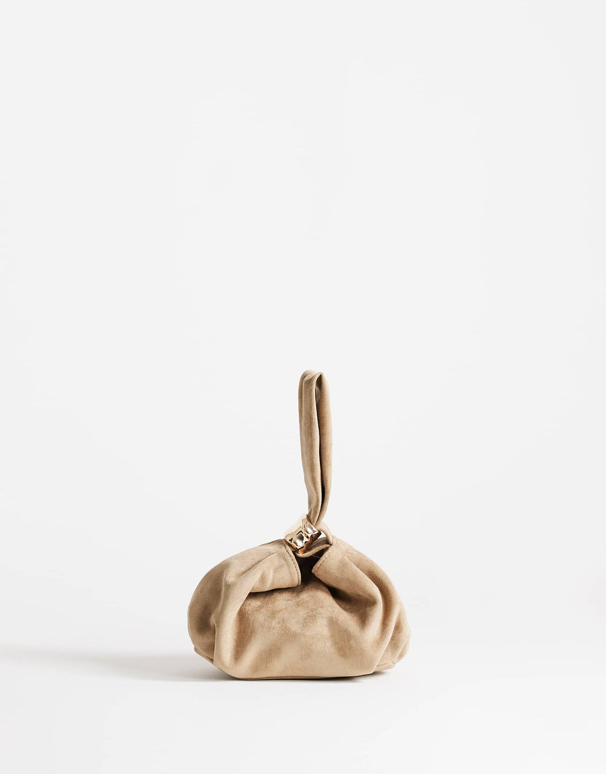 Topshop Demi small suedette hardware wristlet grab bag in mink