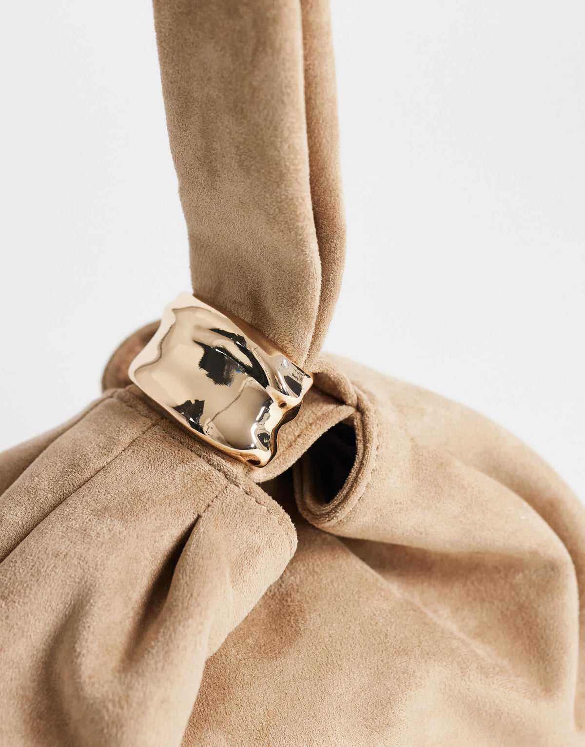 Topshop Demi small suedette hardware wristlet grab bag in mink