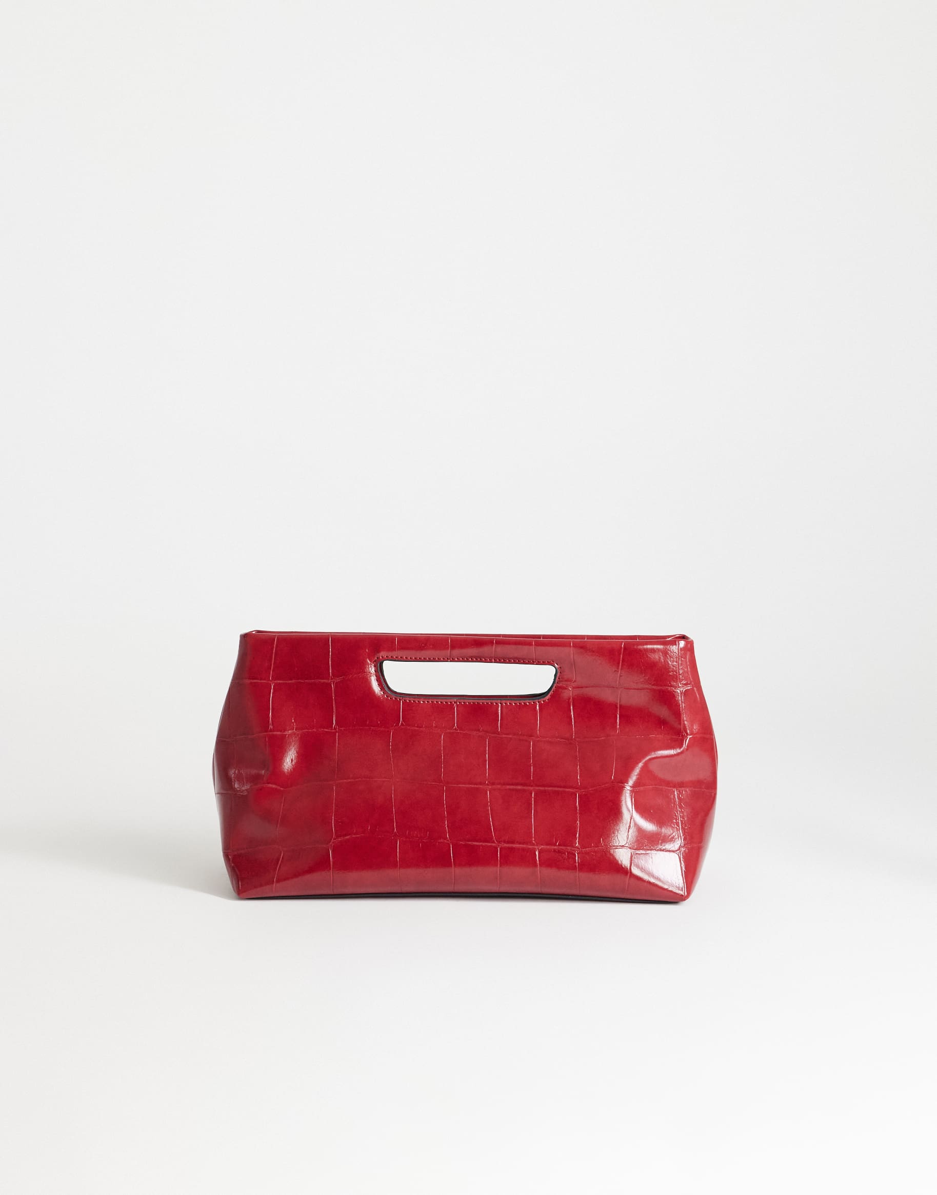Topshop Daniel medium rectangle grab bag in red croc