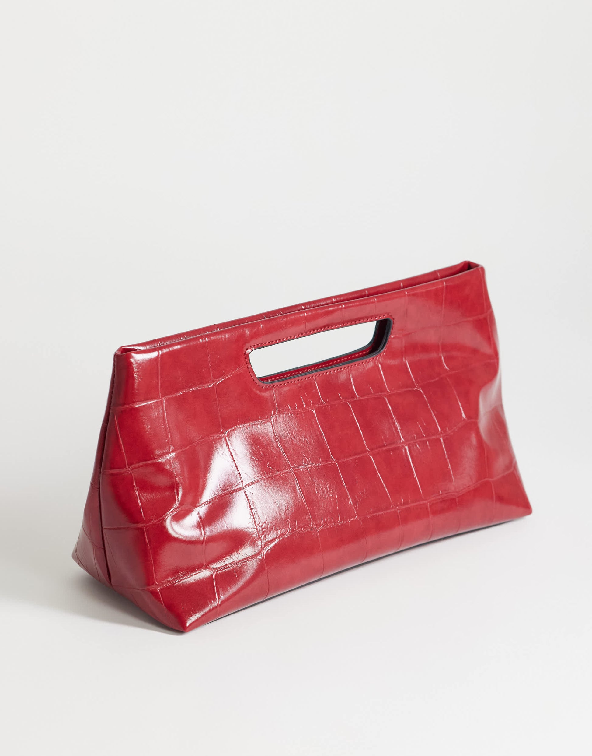 Topshop Daniel medium rectangle grab bag in red croc