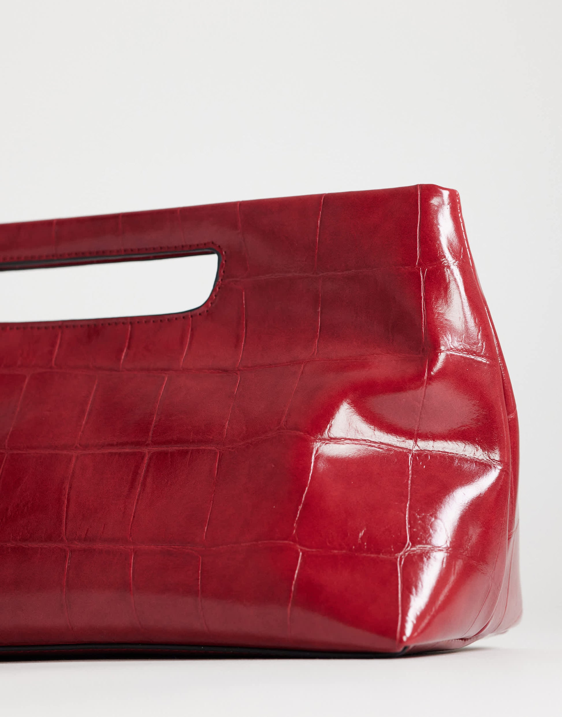 Topshop Daniel medium rectangle grab bag in red croc