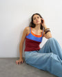 Topshop colour block cami in burgundy 