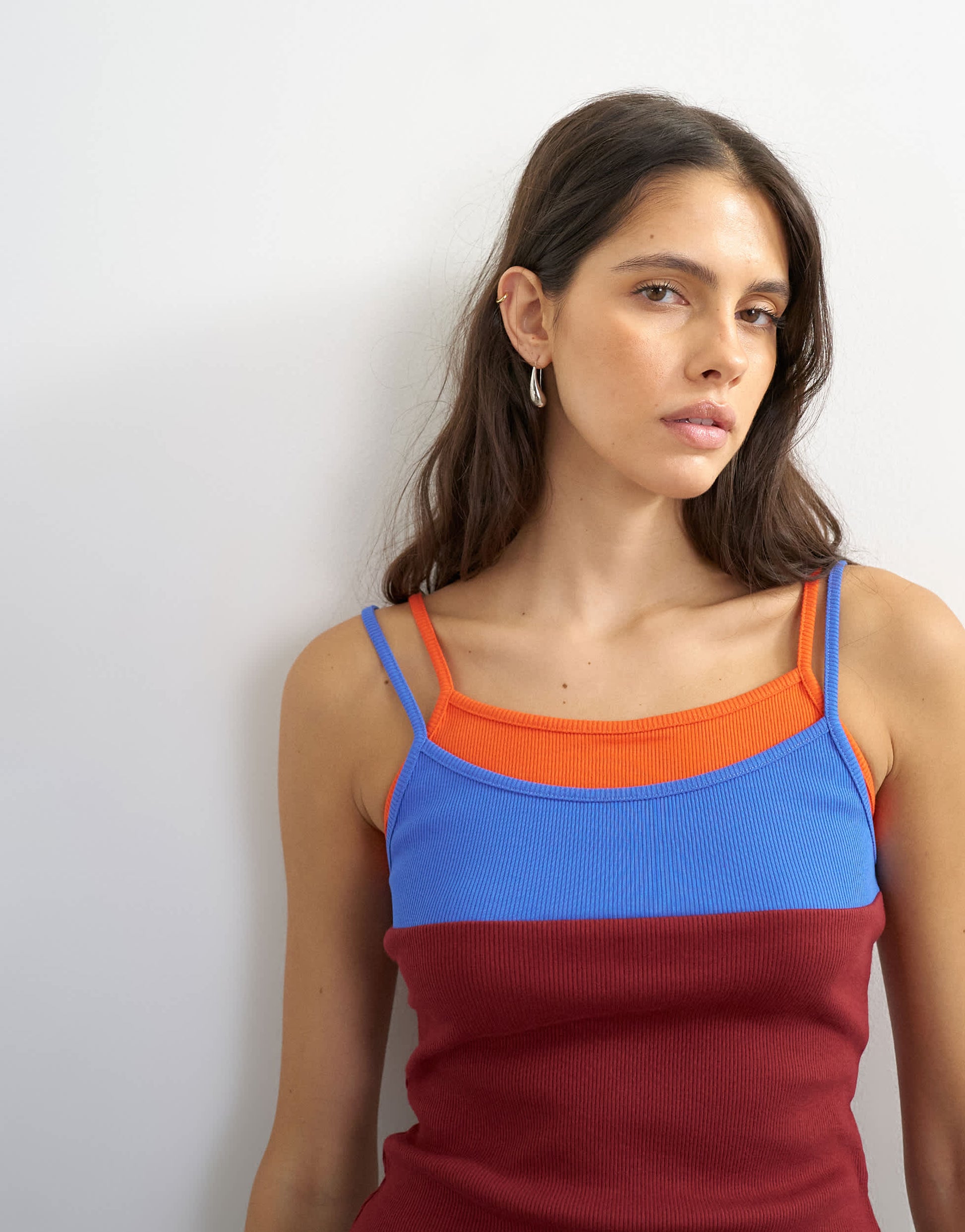 Topshop colour block cami in burgundy 