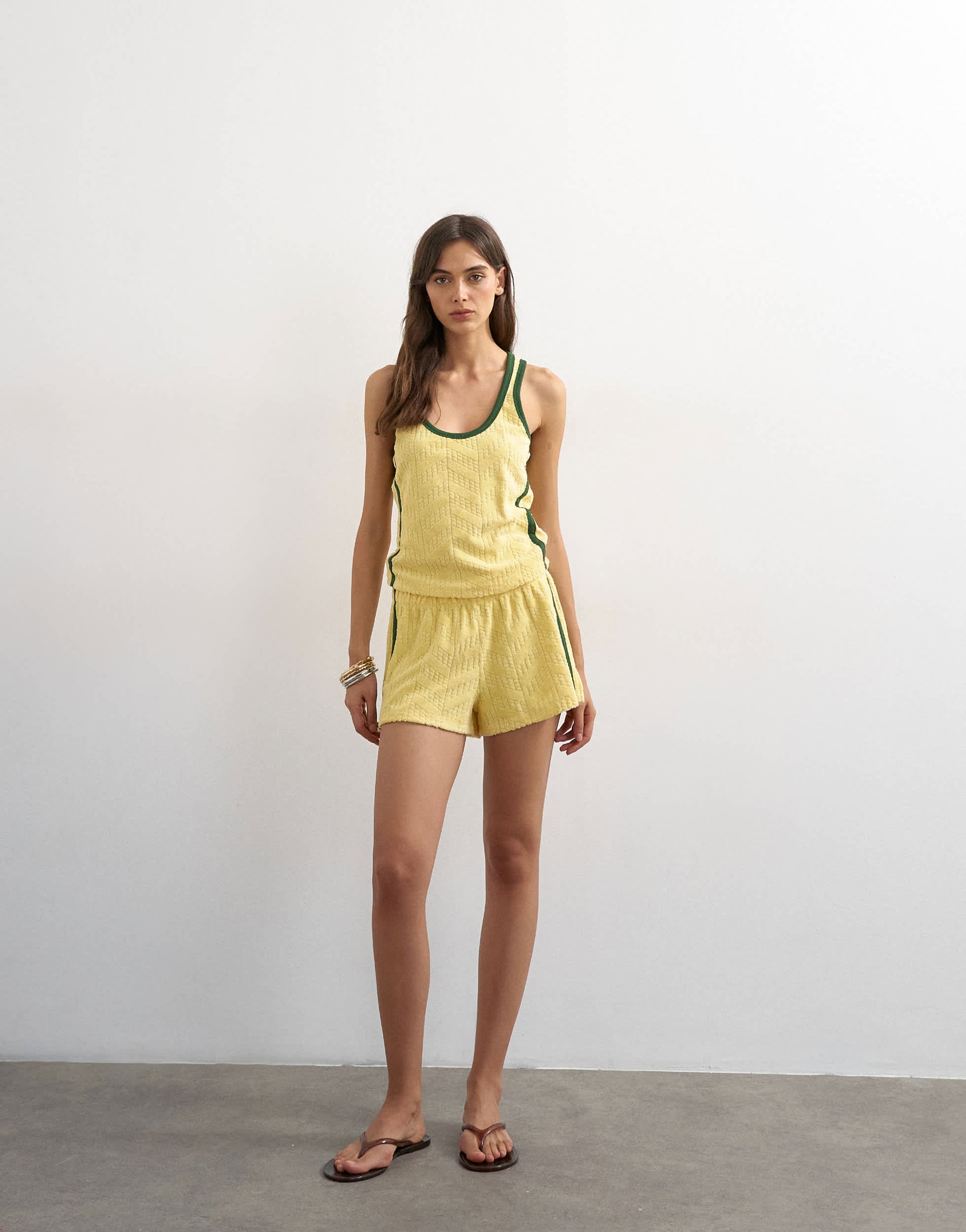 Topshop towelling scoop vest In yellow