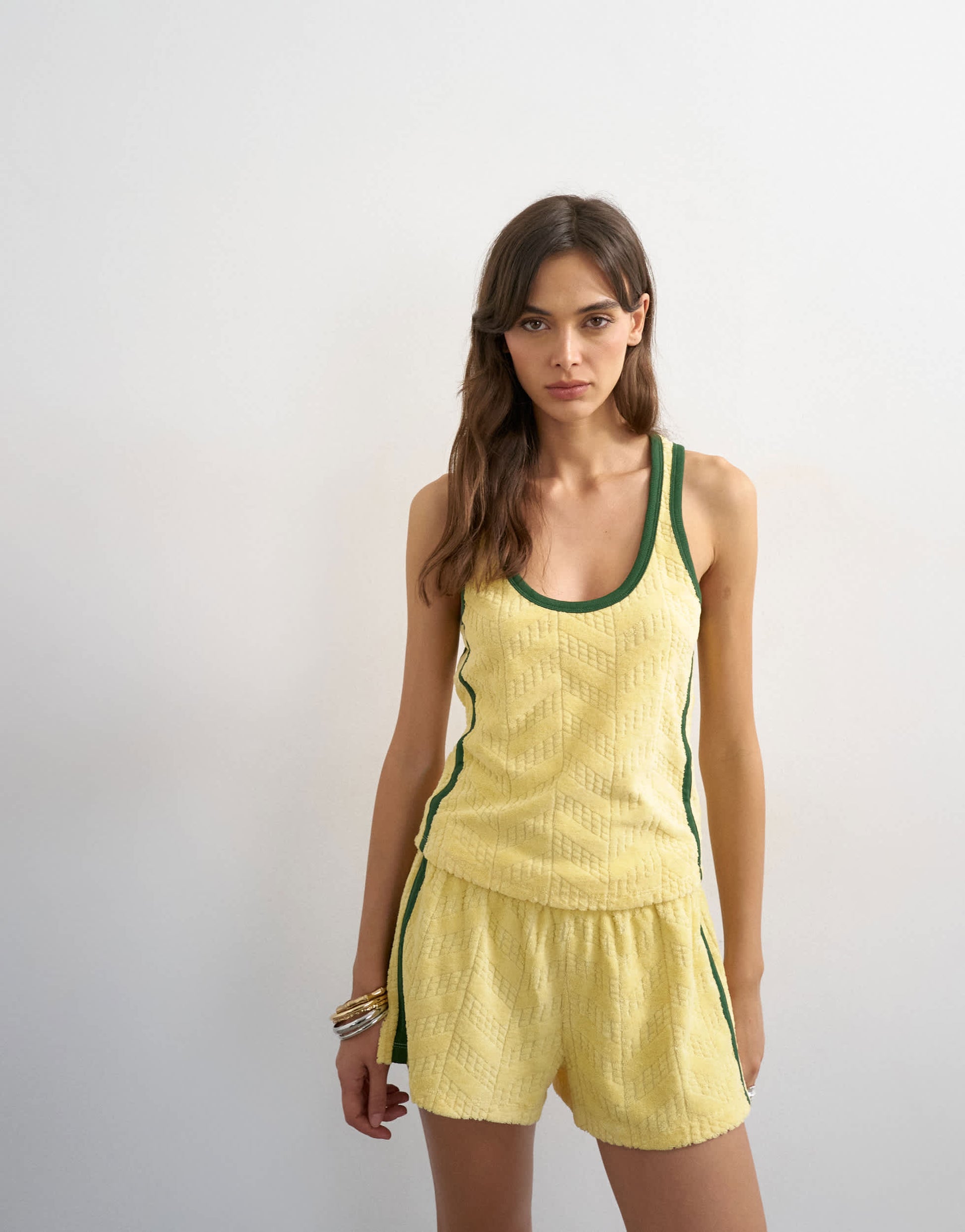 Topshop towelling scoop vest In yellow